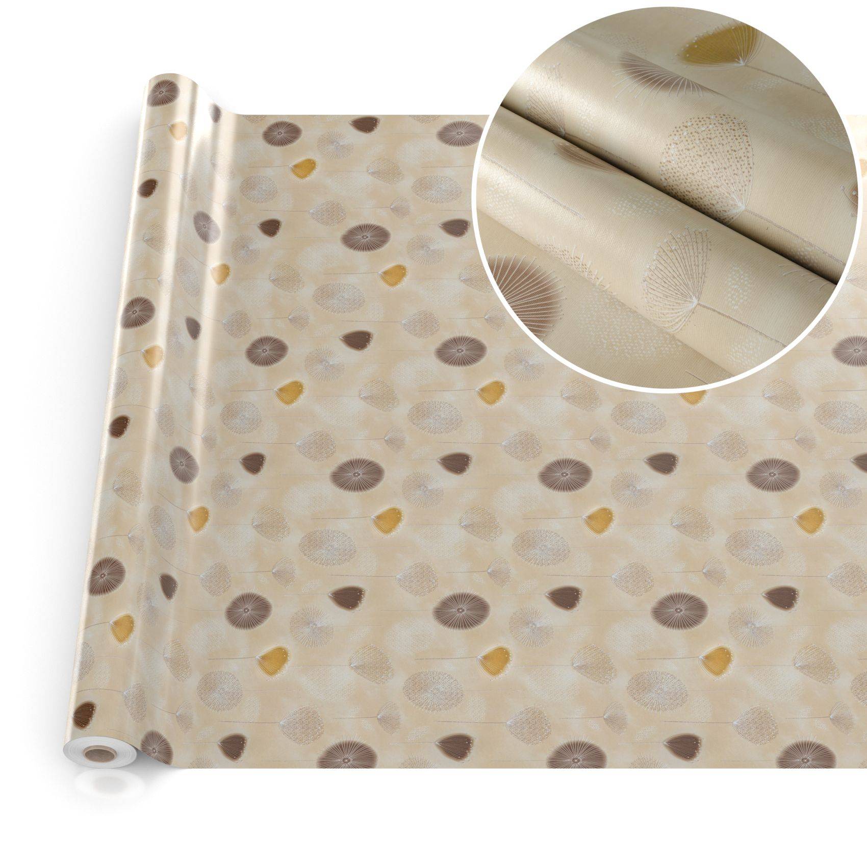 ANRO Tischdecke Sophia Beige 180 x 140 cm eckig mit Paspelband Wachstuch Pusteblume