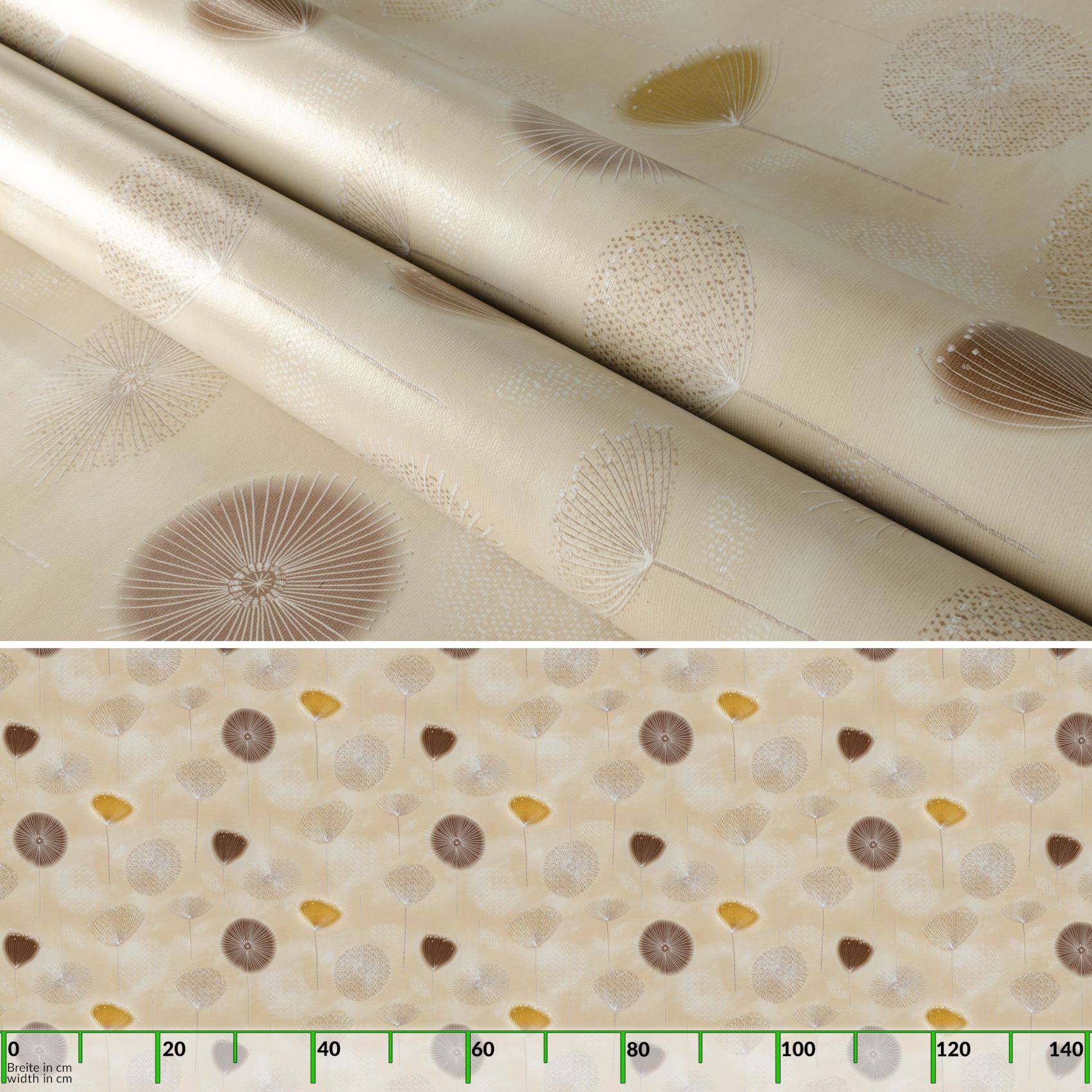ANRO Tischdecke Sophia Beige 180 x 140 cm eckig mit Paspelband Wachstuch Pusteblume