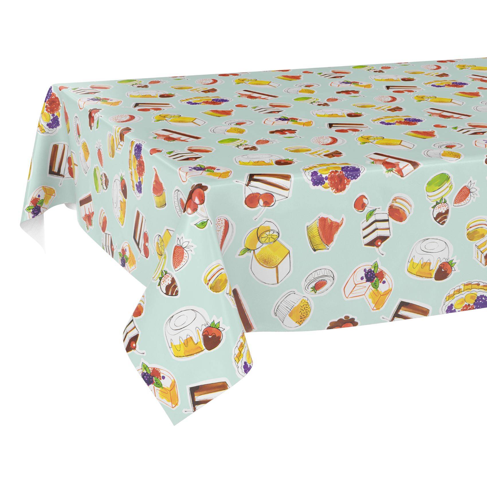 ANRO Tischdecke Nachtisch Mint 160 x 120 cm eckig Schnittkante Wachstuch abwaschbar