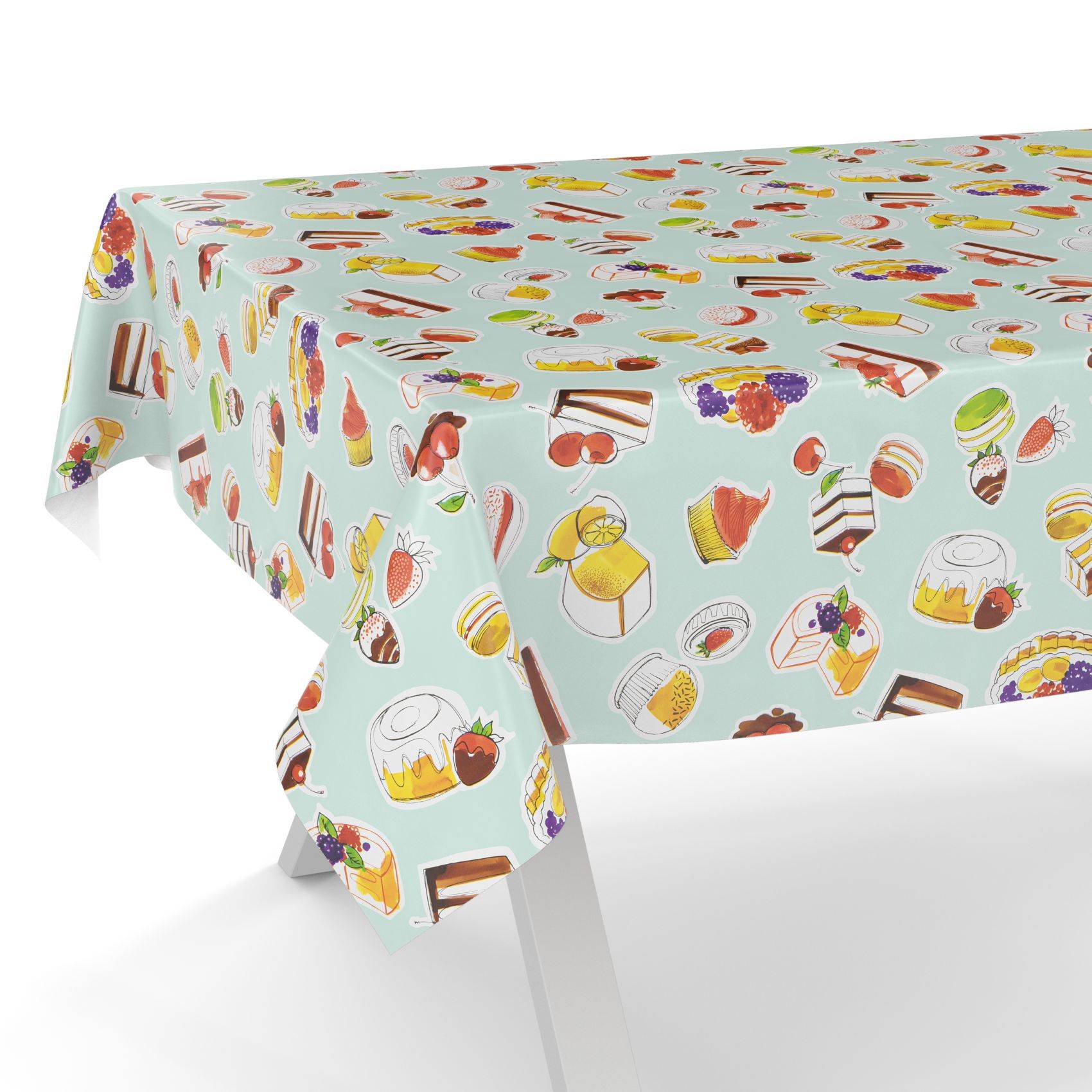 ANRO Tischdecke Nachtisch Mint 180 x 120 cm eckig Schnittkante Wachstuch abwaschbar