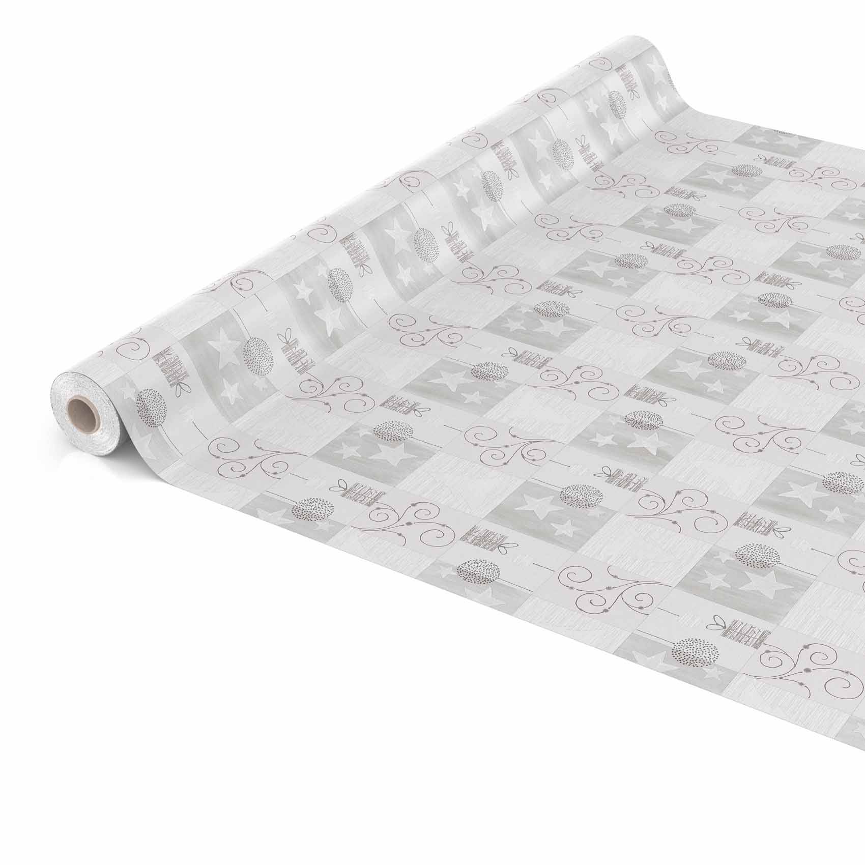 ANRO Tischdecke Karree Silber 280 x 140 cm eckig mit Paspelband Wachstuch Weihnachtskarree