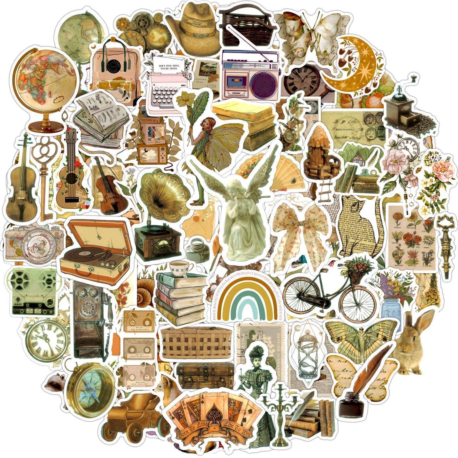100 Stück Vintage Sticker Set Wasserfest Vinyl Retro Stil
