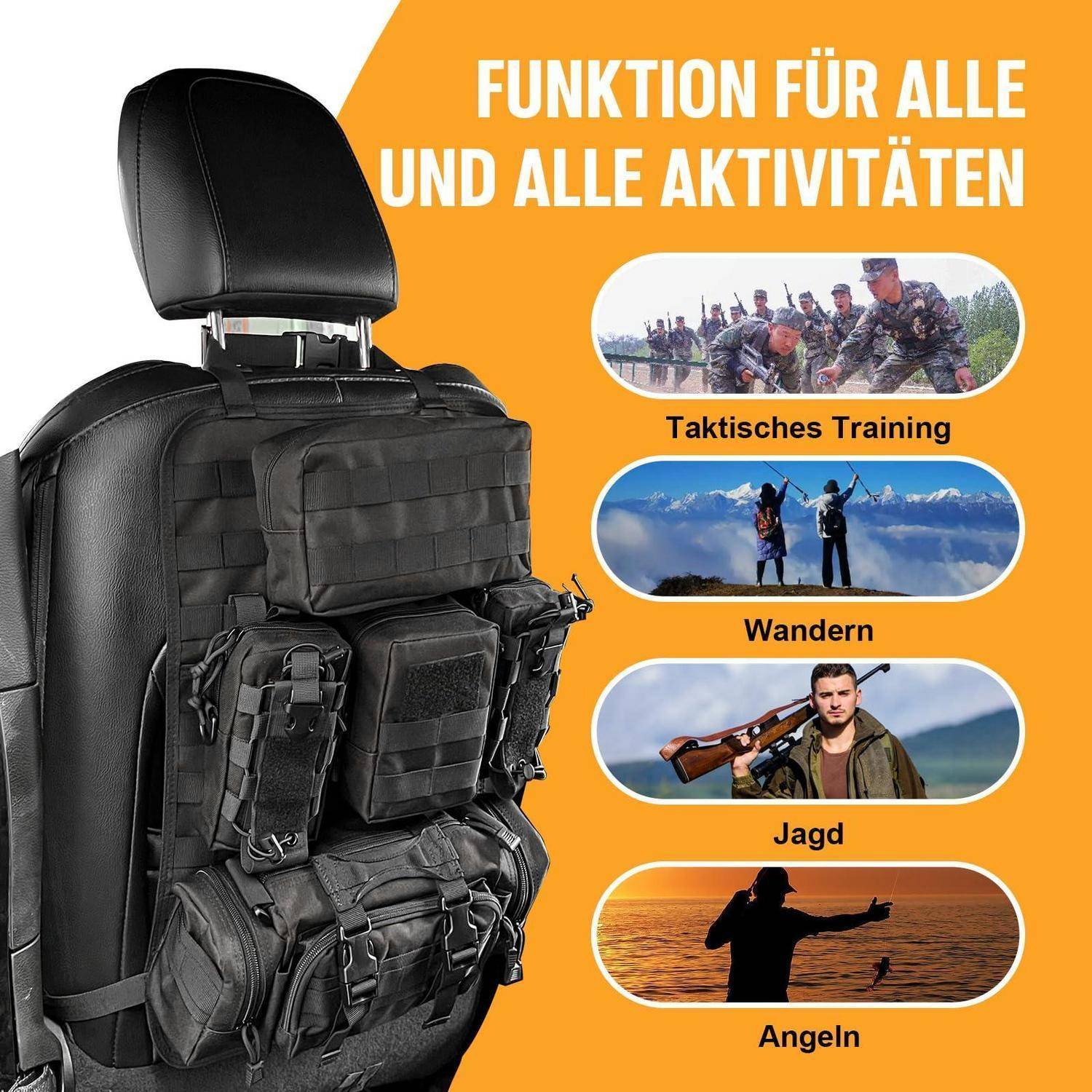 Taktischer Auto-Rücksitz-Organizer mit 5 Molle-Taschen