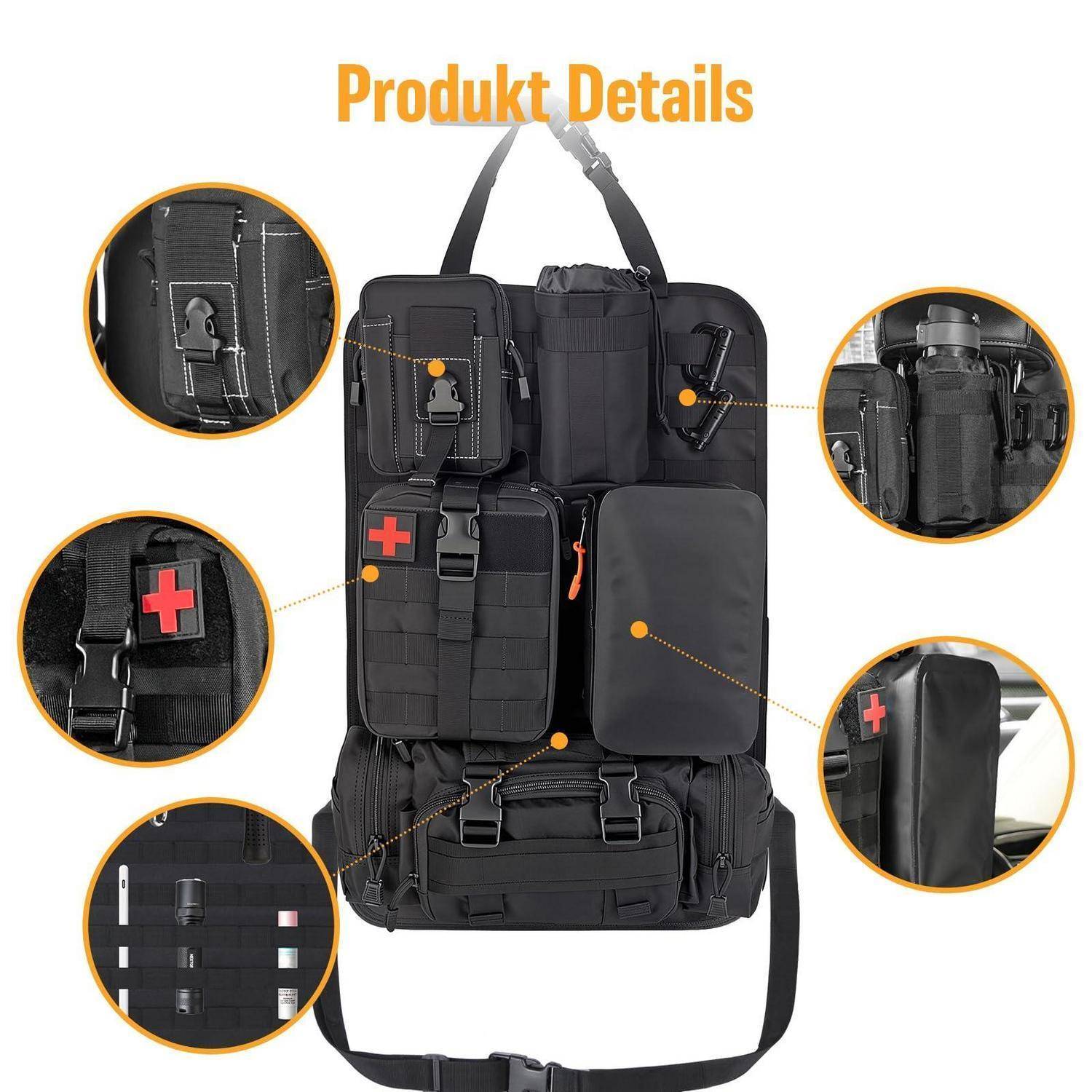 Taktischer Auto-Rücksitz-Organizer mit 5 Molle-Taschen