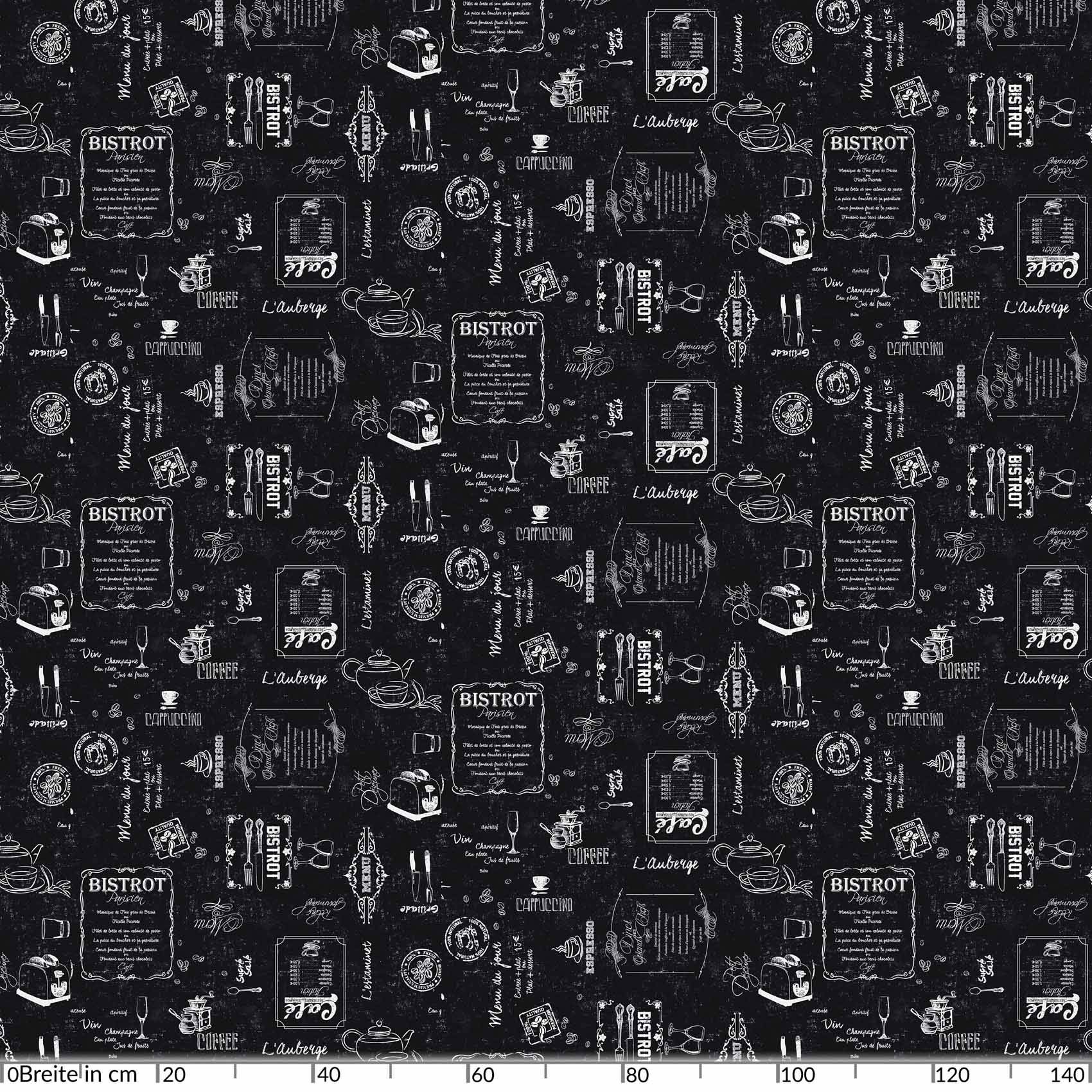 ANRO Tischdecke Bistro Schwarz Ø 120 cm rund mit Paspelband Wachstuch abwaschbar