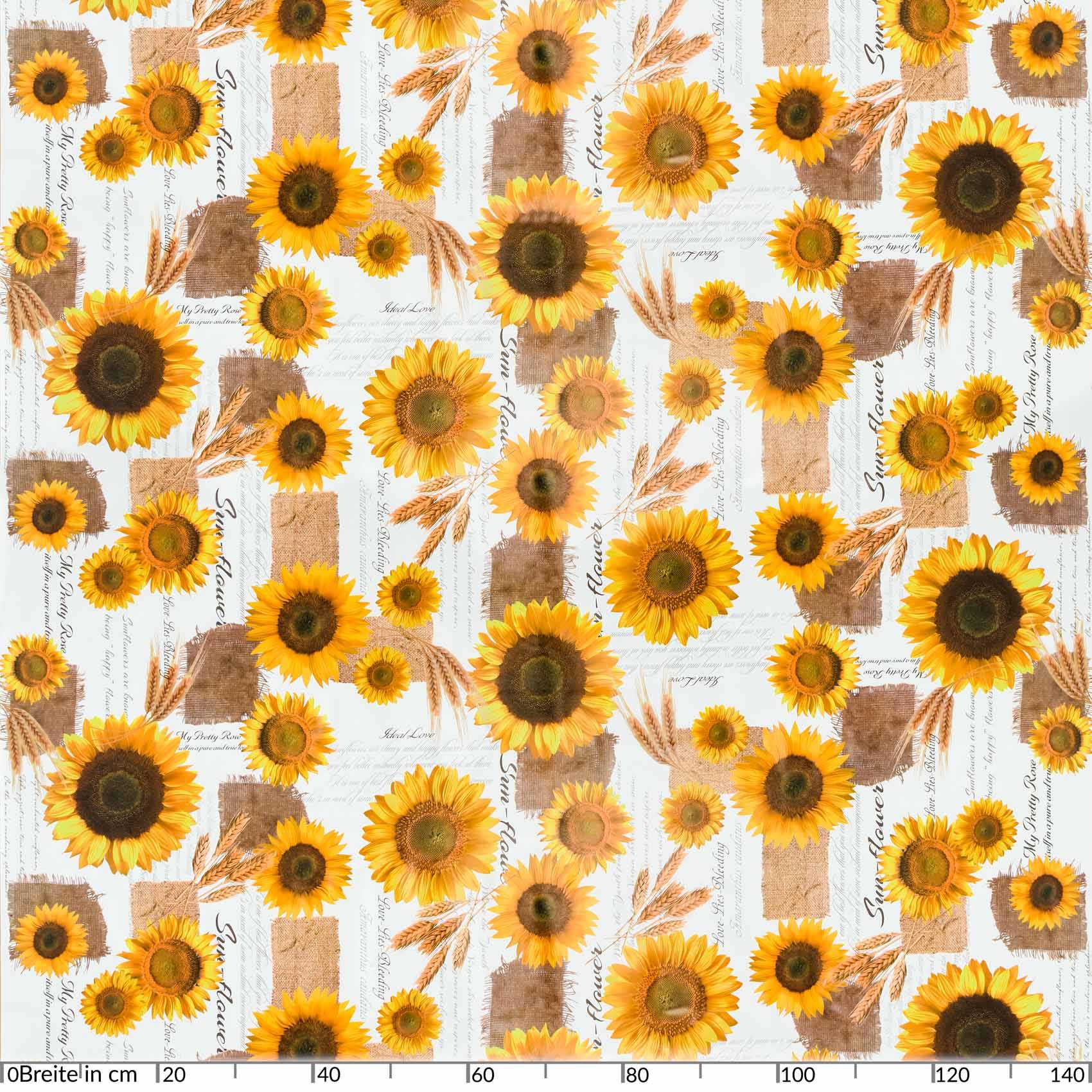 ANRO Tischdecke Sonnenblumen Gelb 220 x 140 cm eckig Schnittkante Wachstuch abwaschbar
