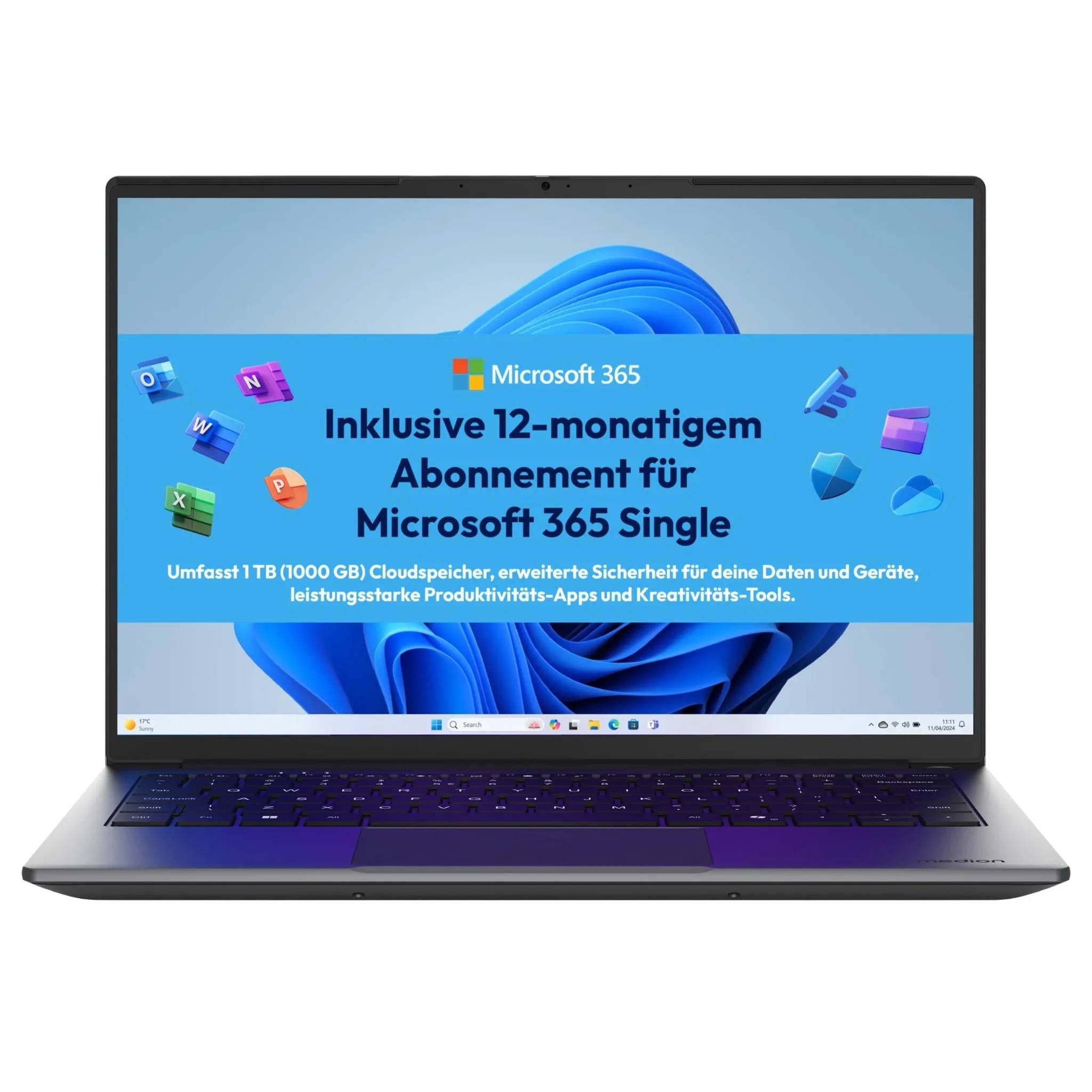 14" Medion Avantum Intel N4500 2.8GHz 8GB 128GB Windows 11 Microsoft 365