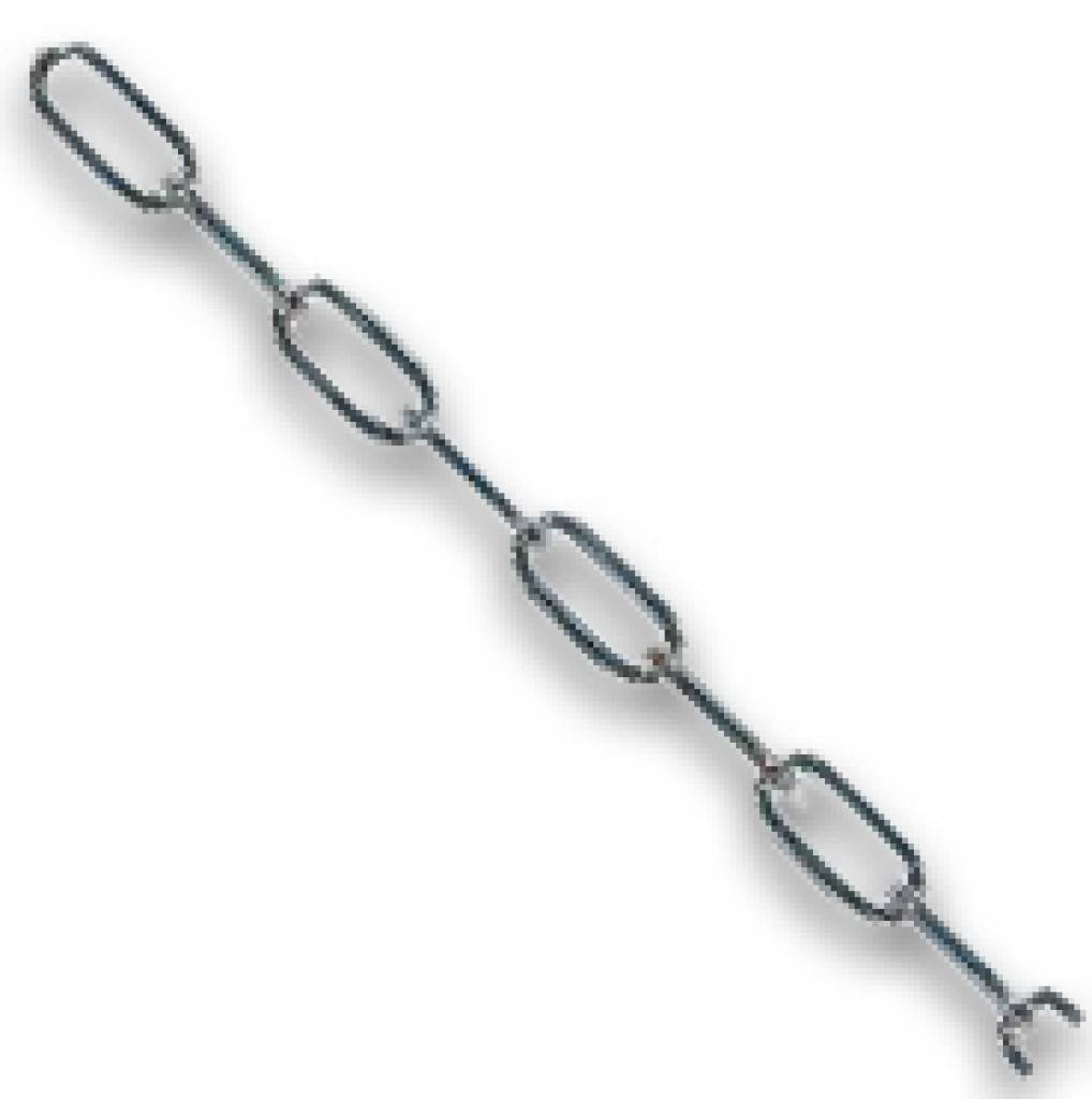 Illustration einer Metallkette mit vier ovalen Gliedern, diagonal über einen schlichten weißen Hintergrund gespannt.