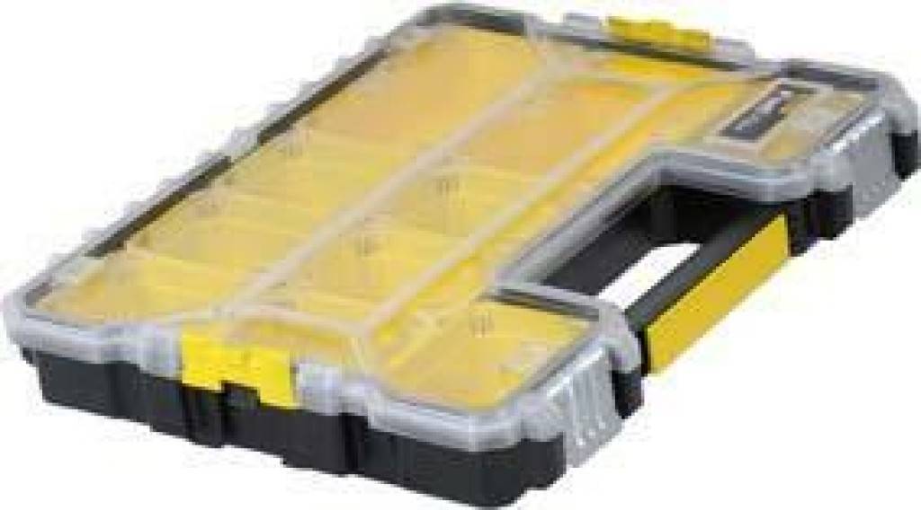Sortimentskasten FatMax Nr. 1-97-517/518KunststoffTransparenter DeckelSpezielle Bauweise fixiert bei geschlossenem Deckel die Boxen beim