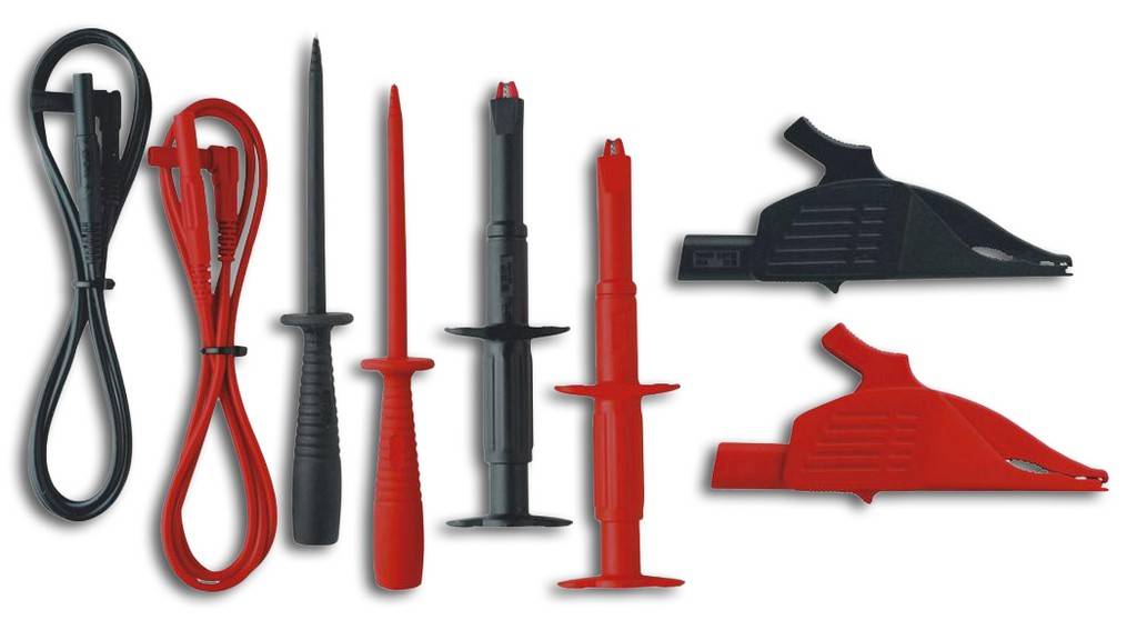 Sicherheitsmessleitungs-Set TA 3 für Digital-Messgeräte-MultimeterAusführung Messspitzen Ø 4 mm. Messkategorie CAT III 1000 V.Inhalt2 Sicherheitsm