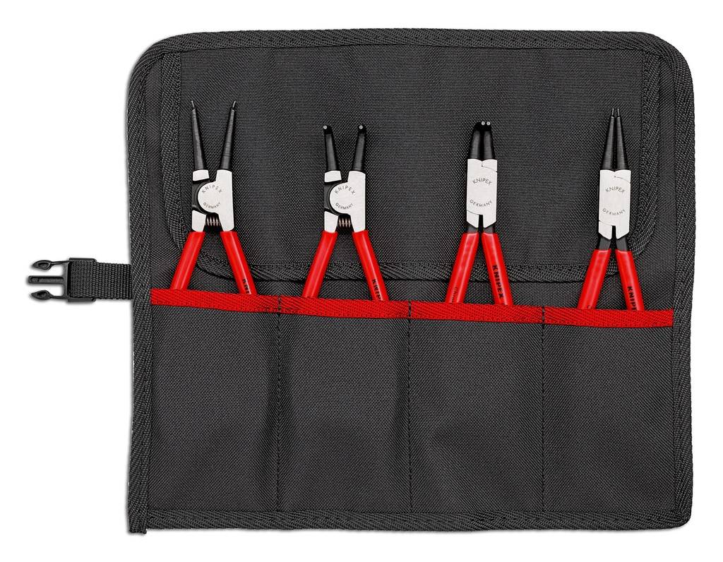 00 19 56 Sicherungsringzangen-SetRolltasche aus strapazierfähigem Polyester-Gewebe. Mit praktischem, verstellbarem Schnellverschluss. Vier gängige