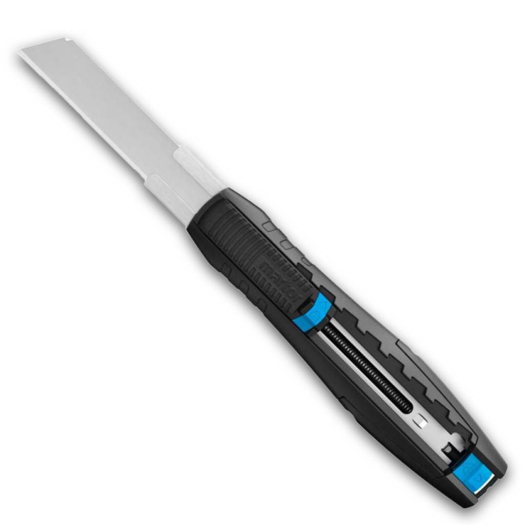 Sicherheitsmesser SECUBASEHohe Sicherheit automatischer KlingenrückzugZu Beginn des Schneidvorgangs muss der Schieber losgelassen werden. So