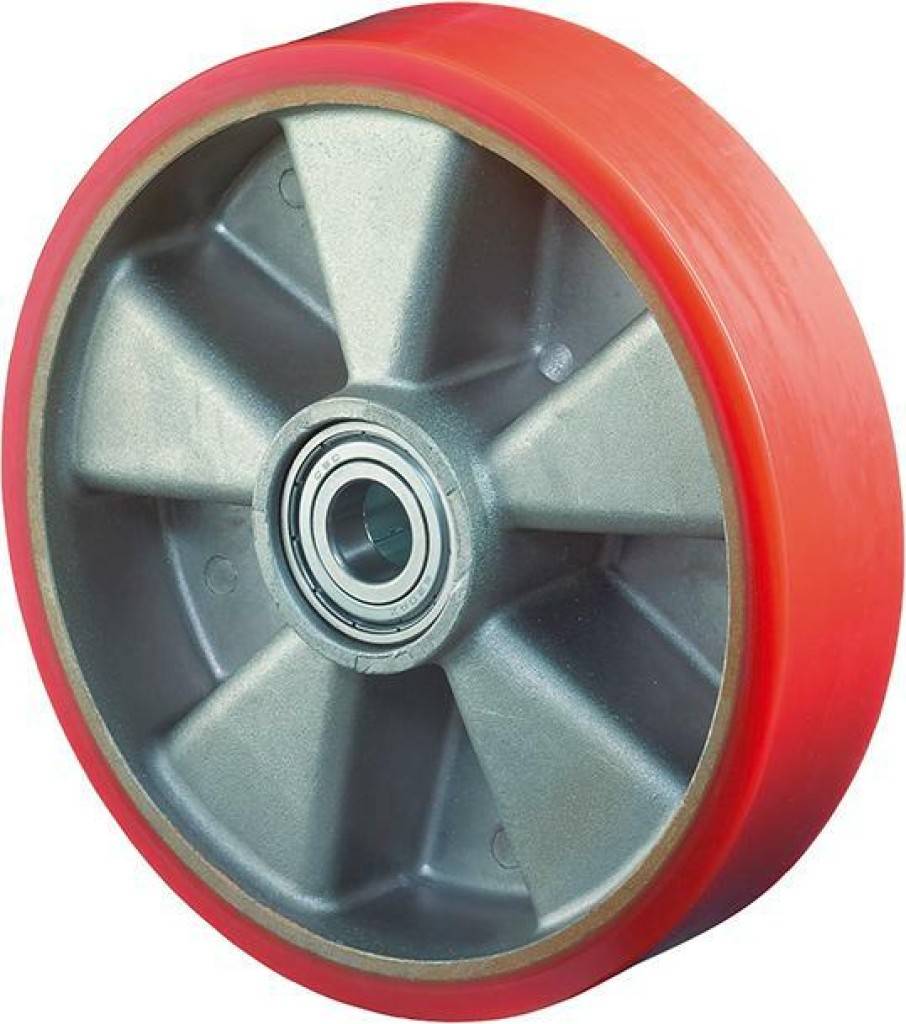 Polyurethanrad B90KugellagerMaterial Lauffläche Guss-Polyurethan 95 3 Shore AMaterial Radkörper Aluminium