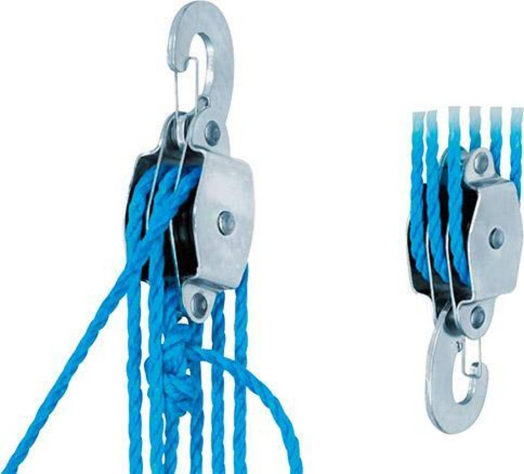 Universal-FlaschenzugZum schnellen Heben, Ziehen und SpannenStabiles Stahlblechgehäuse mit Sicherheitshaken, selbstschmierende Laufrollen aus