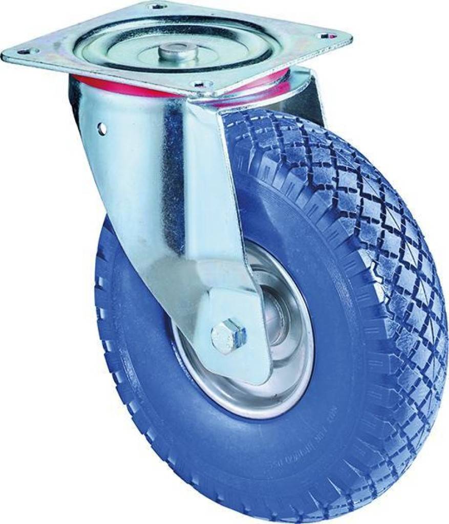 Lenkrolle L400.C91 Zweireihiger Kugelkranz im Gabelkopf Rad mit Stollenprofil Radkörper mit Stahlfelge Rollenlager Material Gabel Stah