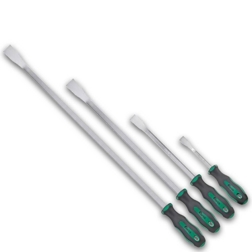 Hebeleisen-SatzAusführung Hebeleisen aus Chrom-Vanadium-Stahl, Vierkant. Aufgebogene Schneide, 2-Komponenten-Kunststoffheft.Anwendung Für Hebelarbei