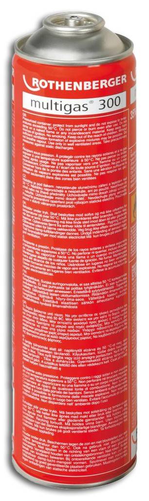 Gaskartusche Multigas 300Propan/Butan-Gasgemisch, Flammentemperatur bis 1900 CGaskartusche 7/16" EU-Anschlussgewinde