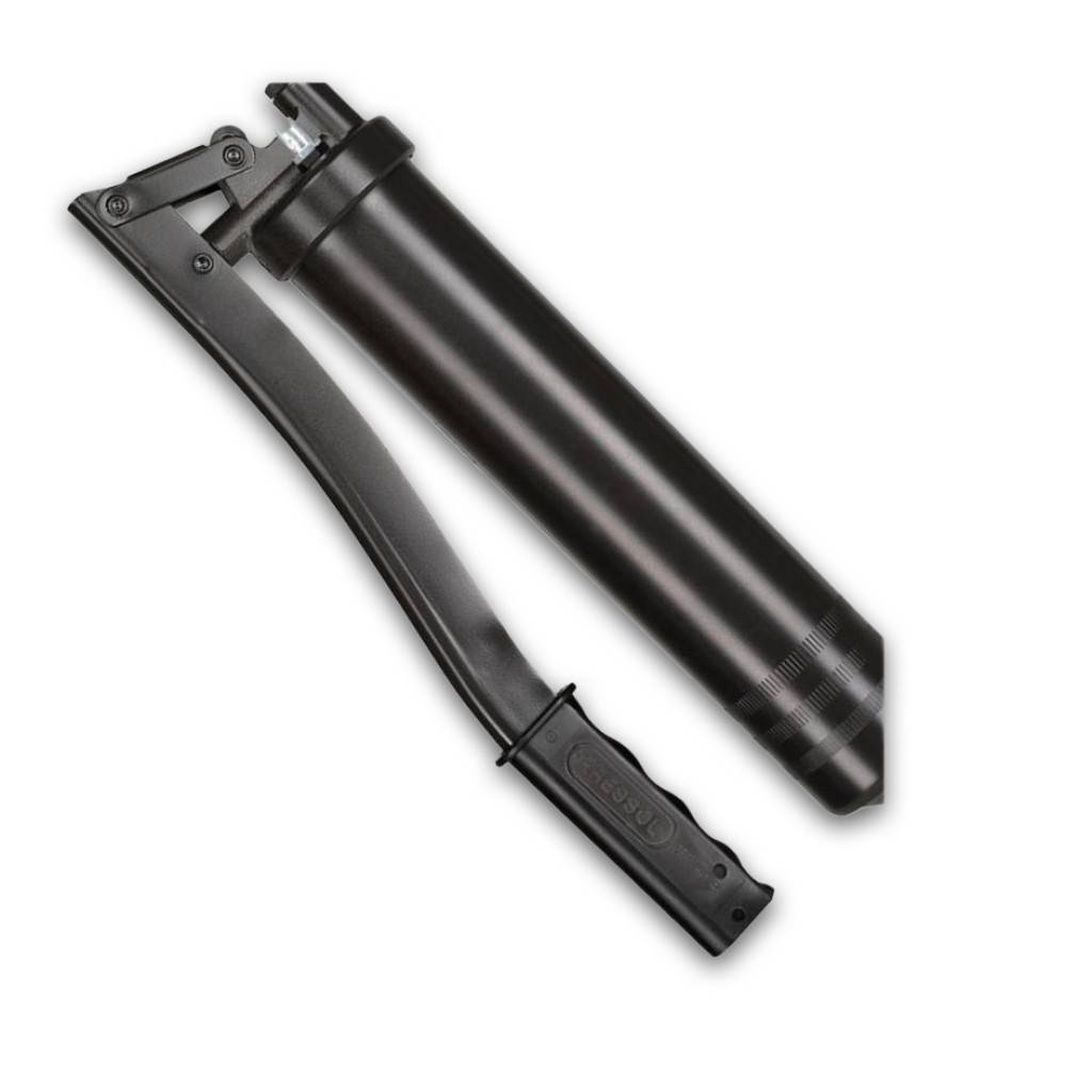 Handhebel-Fettpresse Nr. 12 636DIN 1283Industrieausführung mit Variable-Stroke-System�Ermöglicht auch bei zähem Fett und starkem Gegendruck einen