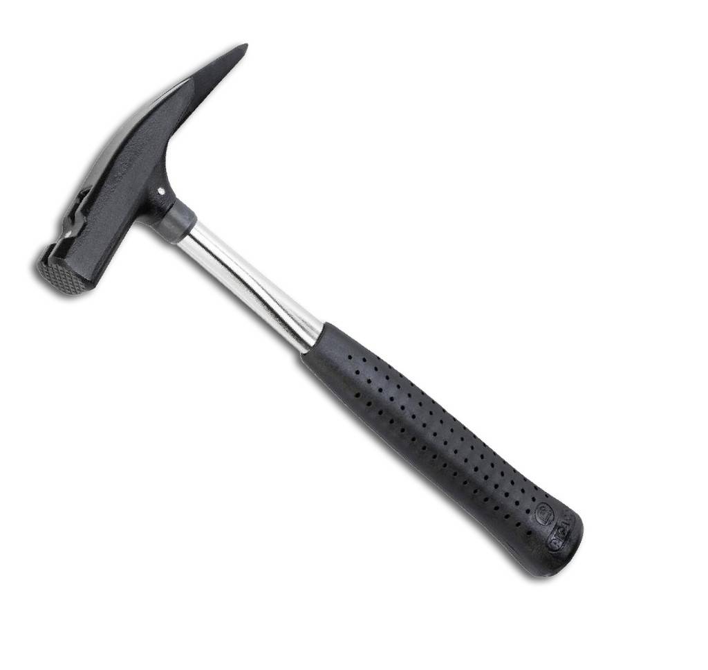 Latthammer mit magnetischem Nagelhalter und KopfsicherungDIN 7239, Hammerkopf schwarz lackiert mit Kopfsicherung und magnetischem Nagelhalter