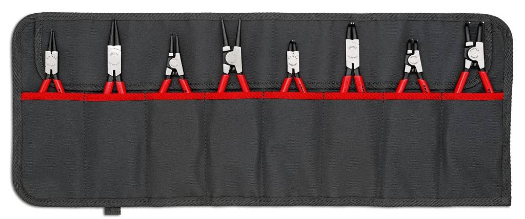 00 19 58 V01 Sicherungsringzangen-SetRolltasche aus strapazierfähigem Polyester-Gewebe. Mit praktischem, verstellbarem Schnellverschluss. Acht gängi