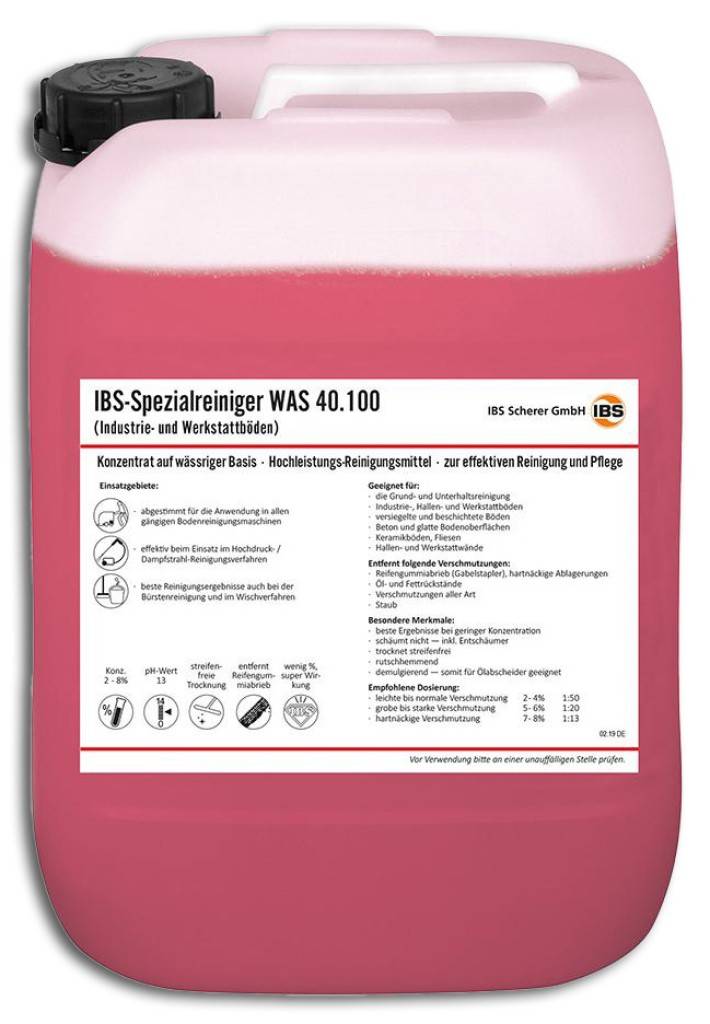 Werkkstatt-Bodenreiniger 40.100 Alkalisches Hochleistungskonzentrat pH 13 für die Grund- und Unterhaltsreinigung aller Industrie-, Hallen- und Wer