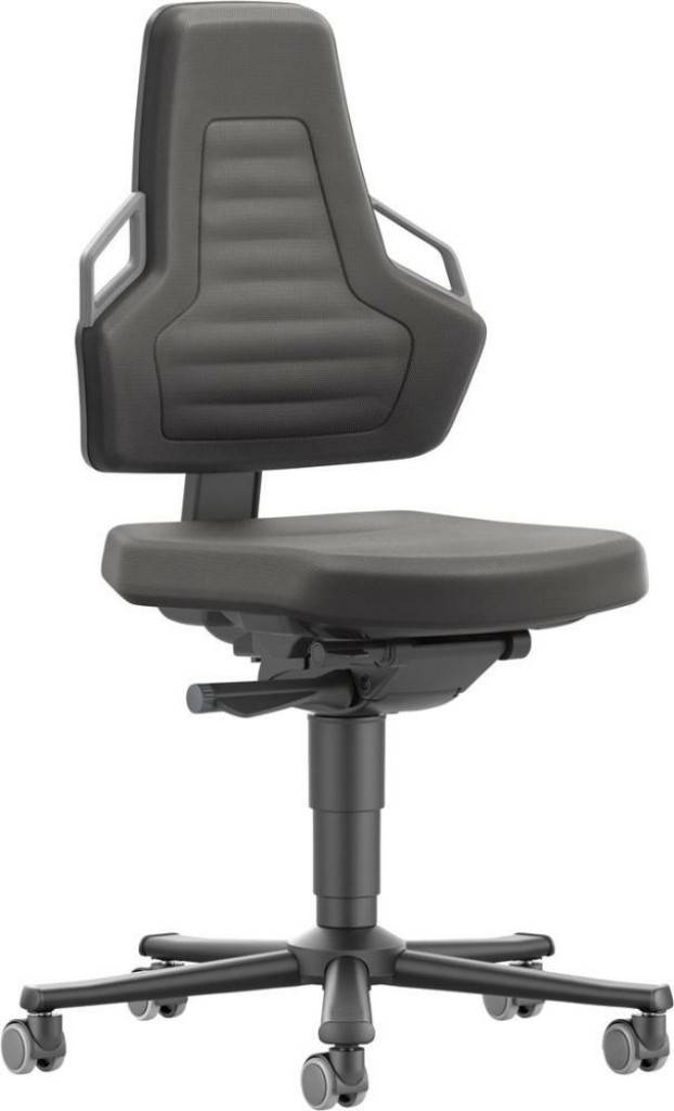 Arbeitsstuhl Modell Nexxit 2Polsterfarbe schwarzFunktionsgriffe für ein sicheres Handling beim TransportVerbindungselement zwischen Sitzfläche und