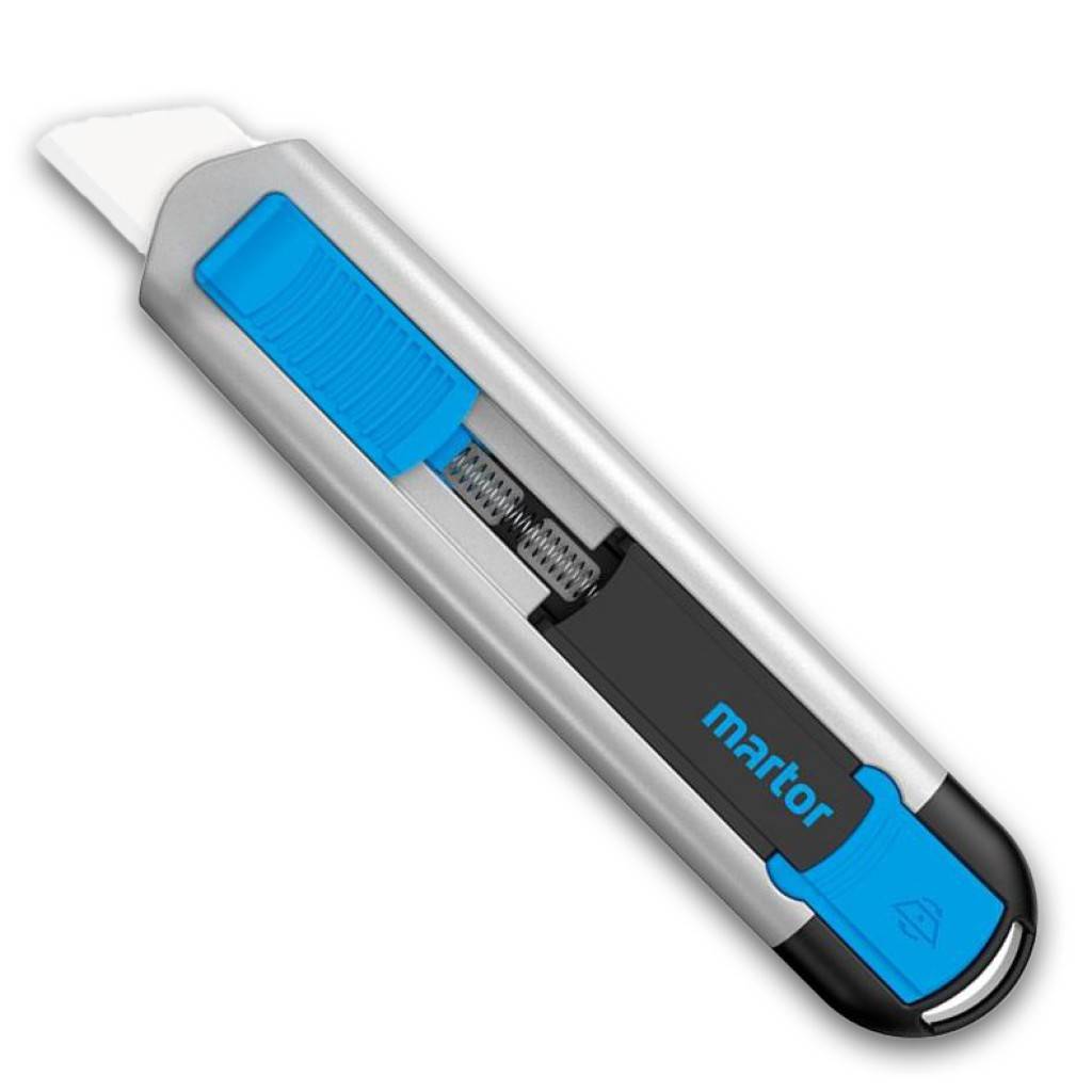 Sicherheitsmesser SECUNORMHohe Sicherheit automatischer KlingenrückzugZu Beginn des Schneidvorgangs muss der Schieber losgelassen werden. So