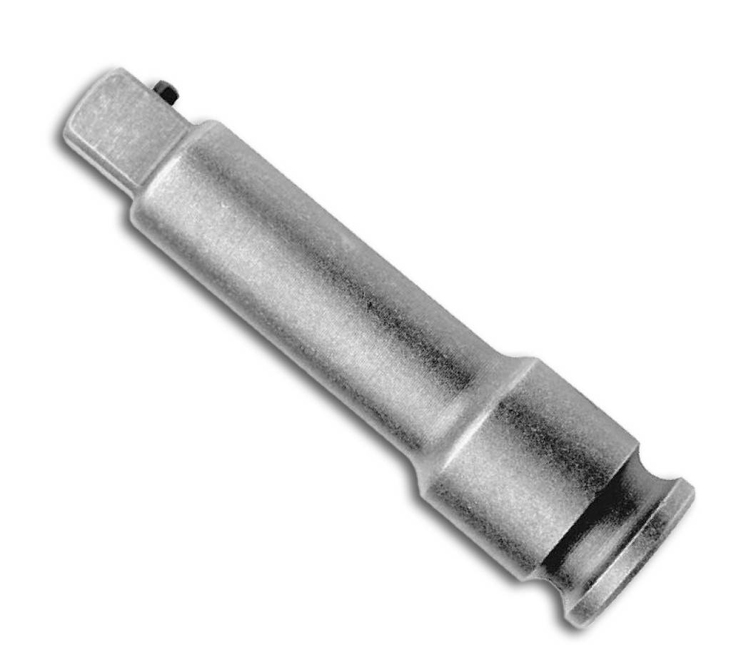 Kraft-Verlängerung 1/4"Ausführung DIN 3121, aus vergütetem Spezialwerkzeugstahl, gehärtet und sandgestrahlt, mit federndem Stift.