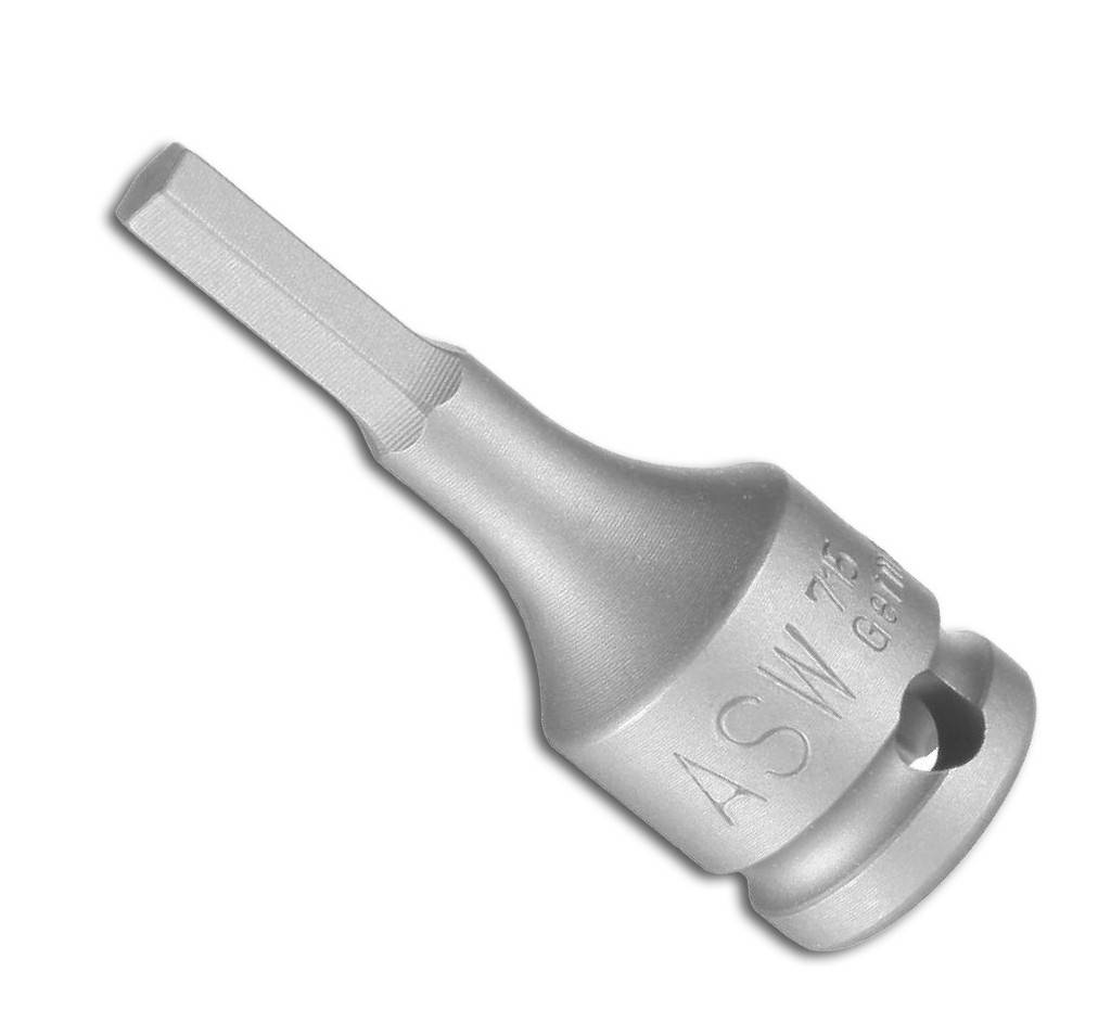 Silberfarbenes Metallsteckwerkzeug mit Sechskantschaft und gravierter Aufschrift „ASW 17 mm GR