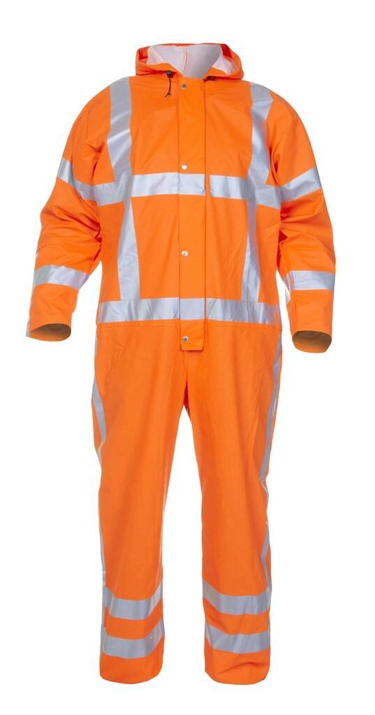 S - 3XLOveral Hydrosoft EN 20471 RWSHi-Vis OrangeOverallFeste KapuzeÄrmel- und Beinverengung mit DruckknopfMit Klettleiste verdeckter Reißverschluss