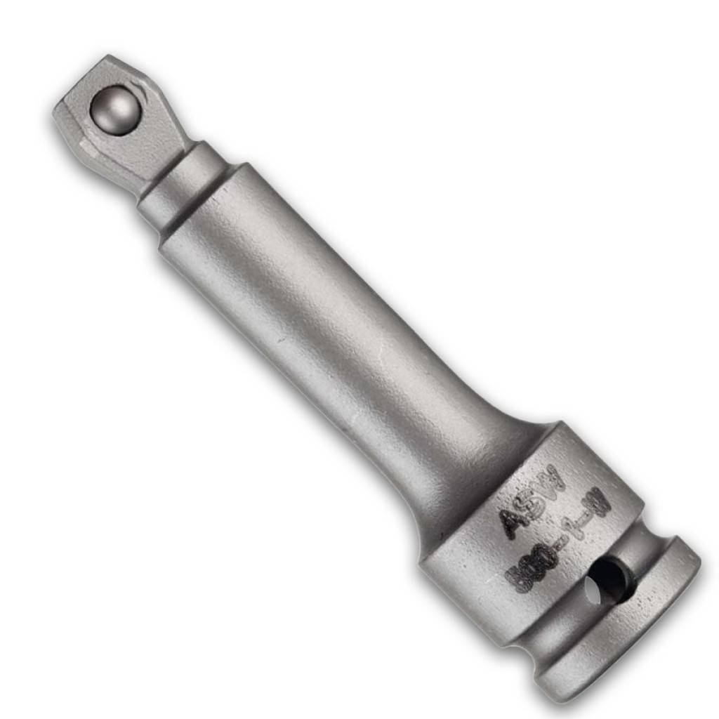 Kraft-Winkelverlängerung 1/4"Ausführung DIN 3121, aus vergütetem Spezialwerkzeugstahl, gehärtet und sandgestrahlt. Mit federnder Kugel zum Festhal