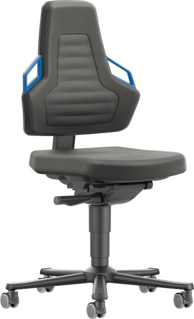 Arbeitsstuhl Modell Nexxit 2Polsterfarbe schwarzFunktionsgriffe für ein sicheres Handling beim TransportVerbindungselement zwischen Sitzfläche und