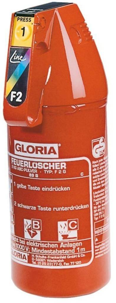 Kfz-Pulverlöscher F 2 G Druckbehälter aus Aluminium Einhand-Komfortbedienung Prüf- und auffüllbar Löschmittelstrahl jederzeit abstell