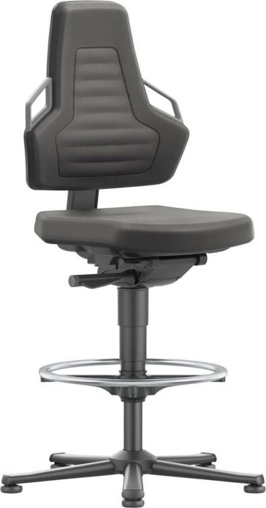 Arbeitsstuhl Modell Nexxit 3Polsterfarbe schwarzFunktionsgriffe für ein sicheres Handling beim TransportVerbindungselement zwischen Sitzfläche und