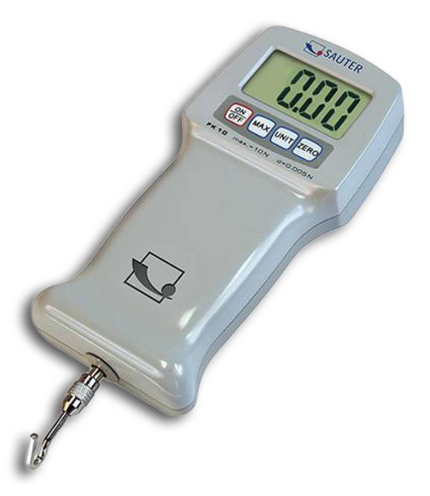 Zug- und DruckkraftmessgerätAusführung Digitales Kraftmessgerät mit umkehrbarem Display, automatische Richtungserkennung. Peak-Hold-Funktion zur Er