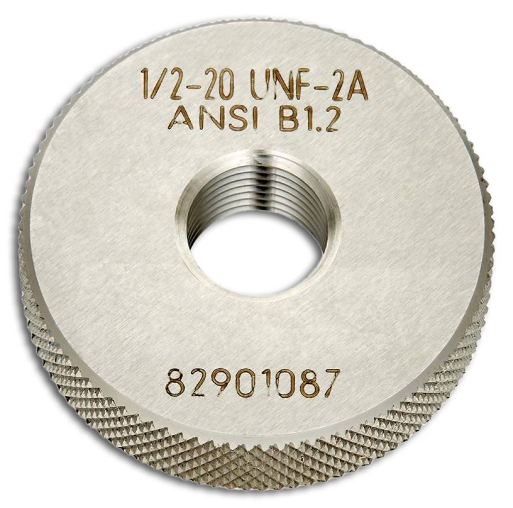 Metallgewinderingprüflehre mit Markierung '1/2-20 UNF-2A ANSI B1.2' mit Seriennummer '82901087'.