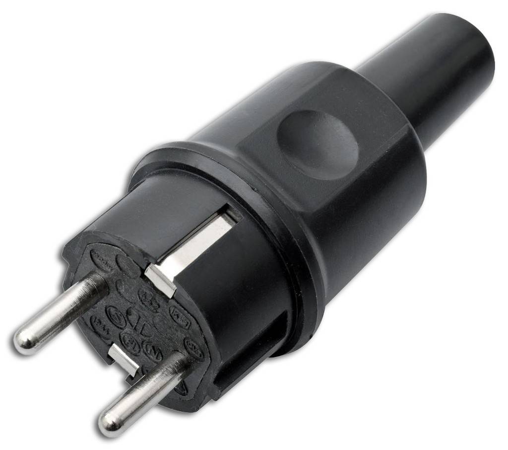 Schutzkontaktstecker/-kupplungAus Vollgummi. Für den Einsatz im Innenbereich sowie den dauerhaften Einsatz im Außenbereich.