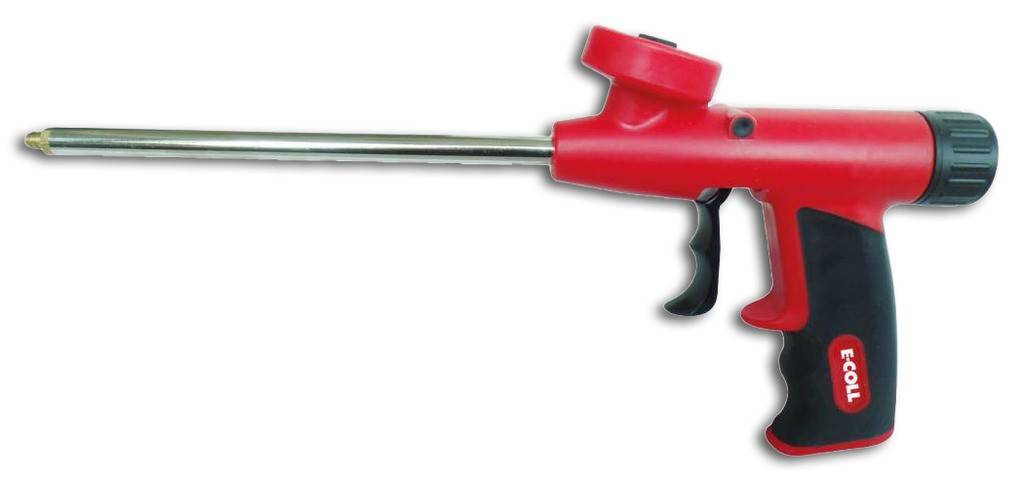 Sprühpistole, KunststoffausführungSchraubadapter für Pistolen-SchaumStellschraube für genaue DosiermöglichkeitMetallabzug mit schneller Stopp-Rea