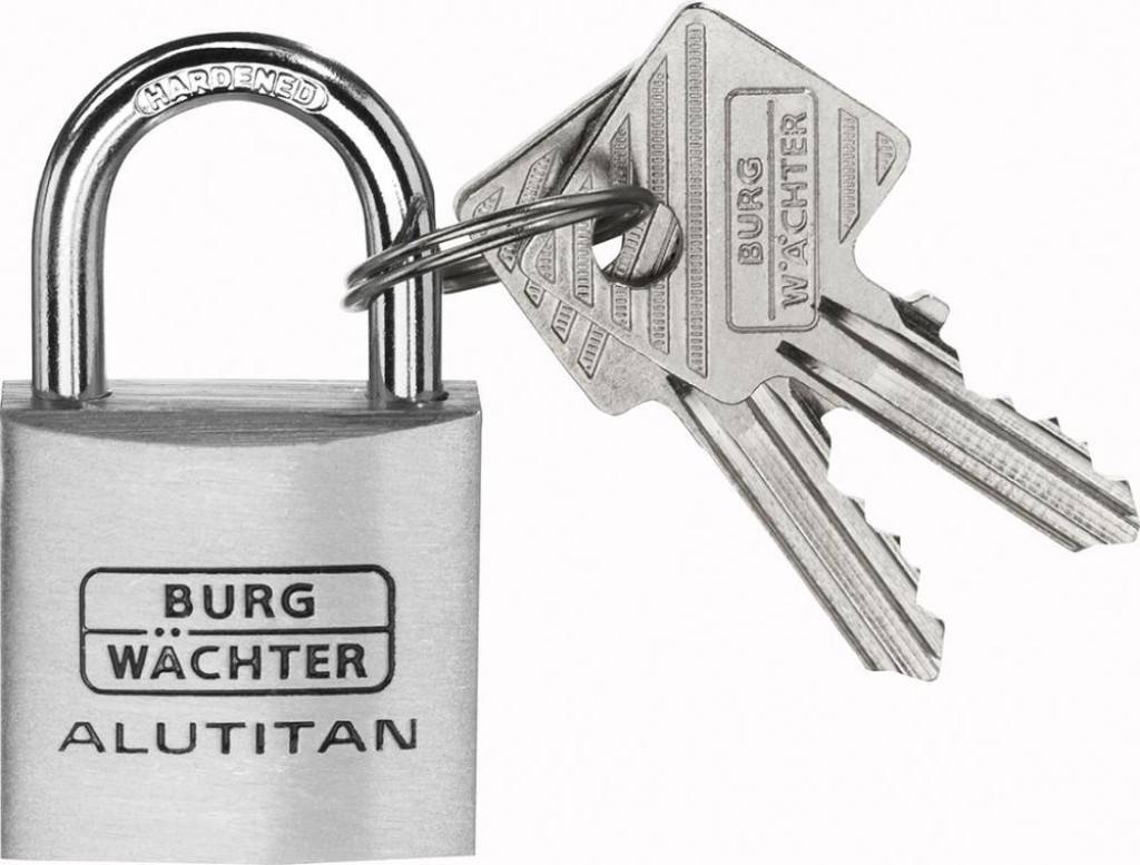 Vorhangschloss Nr. 770 ALUTITAN Zylinder-Vorhangschloss mit massivem Aluminiumkörper Präzisions-Schließwerk Bügel stahlhart Innenwerk