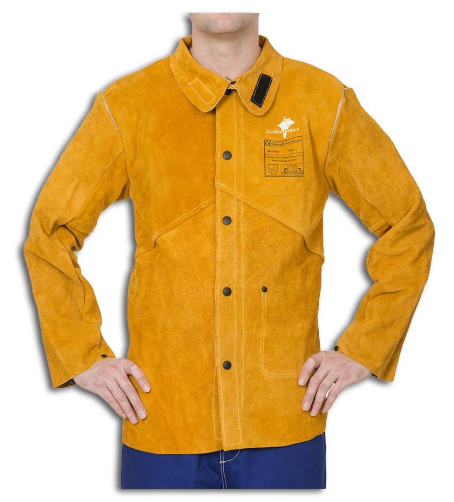 76cm länge Golden Brown� spalt Rindleder Schweißerjacke mit feuerresistentem Rücken