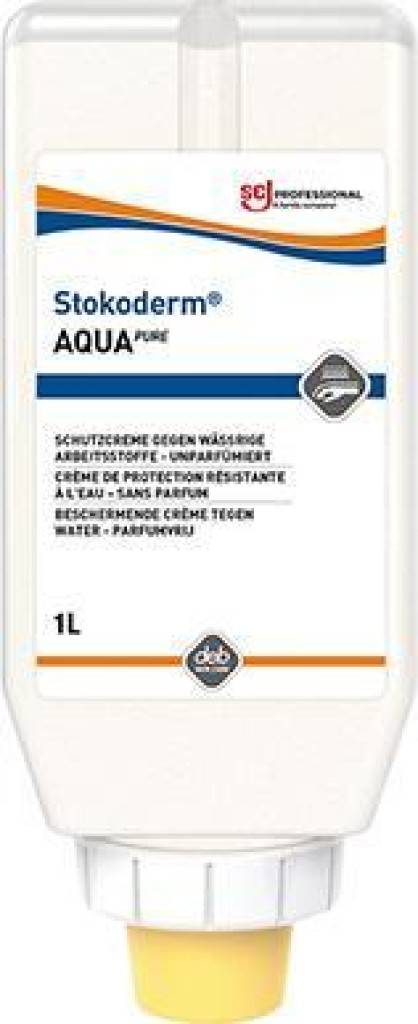 Hautschutzcreme Stokoderm AQUA PUREEigenschaften Patentierte Mehrphasenformel Kompatibel mit alkoholischen Handdesinfektionsmitteln Ungefärb