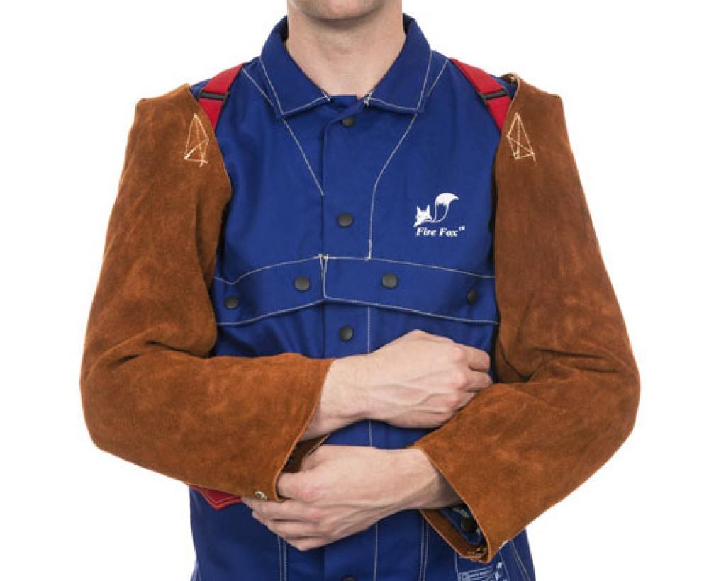 Armstulpe 44-7023 Lava Brown�Rindspaltleder für Arm- und Schulterschutz.EigenschaftenDie Lederärmel haben ein innovatives Aufhängesystem über de