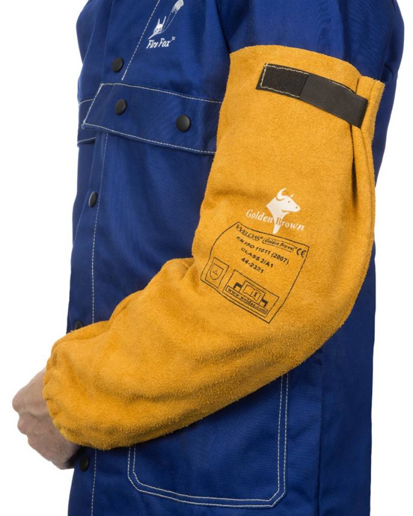 ProduktbeschreibungSehr widerstandsfähiger Ärmelschoner aus hitze- und feuerbeständigem Leder. Geschmeidiges Spaltleder vom Rind.Alle Nähte sind