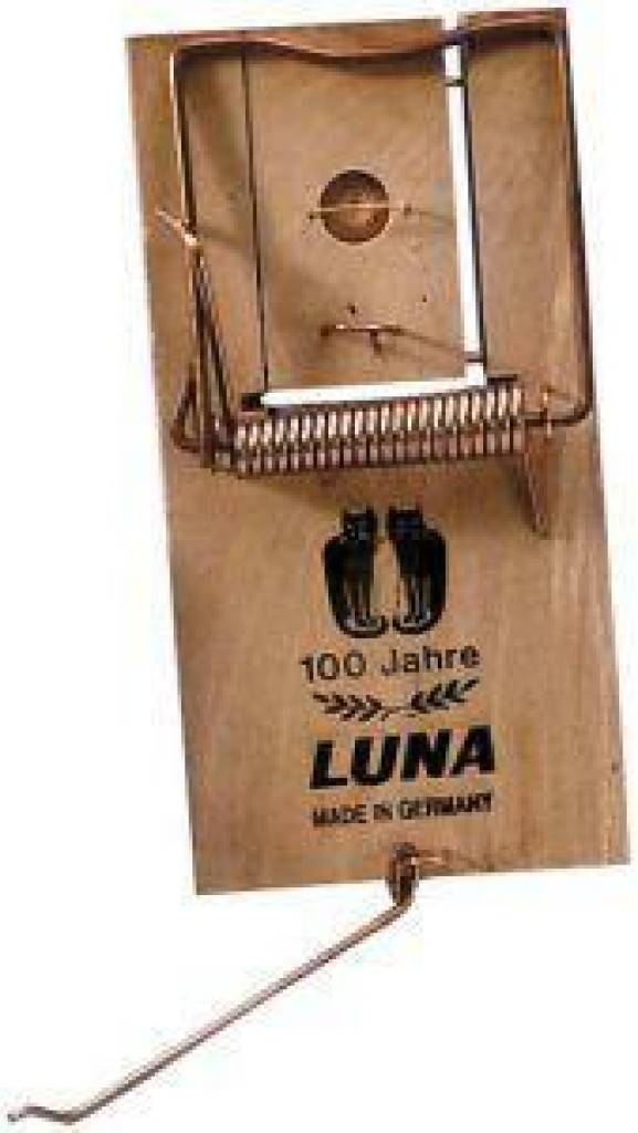 Luna Holz-RattenfalleGroß und schlagkräftigAus BuchenholzMit HolzwippeKöderbügelFeder aus Federstahldraht