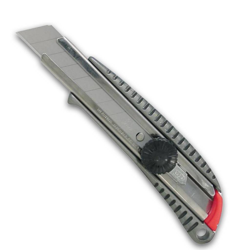 Cuttermesser mit FeststellradAusführung Aluminium-Druckgussgehäuse mit Metall-Klingenführung Fixierung der Klinge durch Feststellrad Liefe