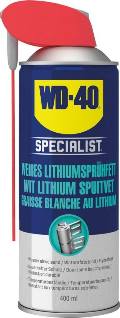 WD-40 Specialist LithiumsprühfettProduktmerkmale Dickflüssiges Fettspray Lang anhaltende Schmierung, ohne zu tropfen oder zu verlaufen Beso