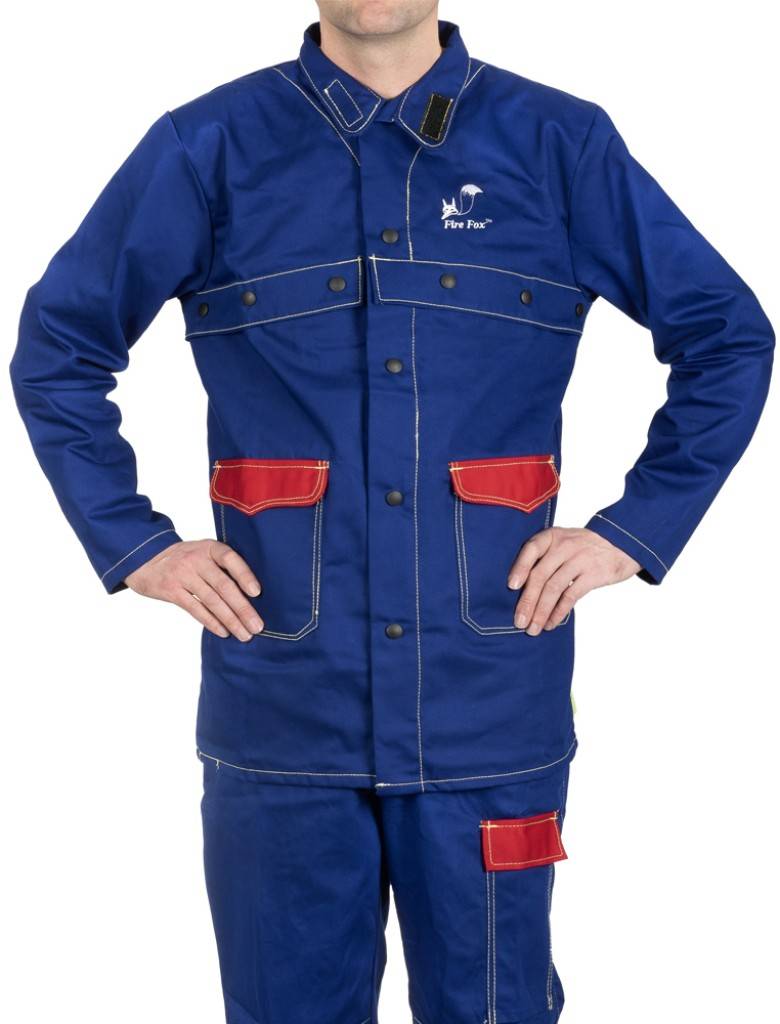 Fire Fox� blaue flammenhemmende Baumwolle Schweißerjacke, 86 cm Lang