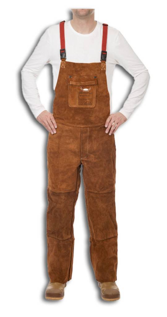Schweißerlatzhose Lava Brownaus geschmeidigem und widerstandsfähigem Rindspaltleder.Eigenschaften die Hose verfügt über eine Brusttasche, Reiß