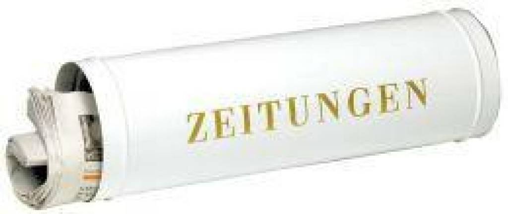 Zeitungsbox Nr. 800Mit Seitendeckel, beidseitig nutzbarGröße L 40 cm, Ø 12 cm
