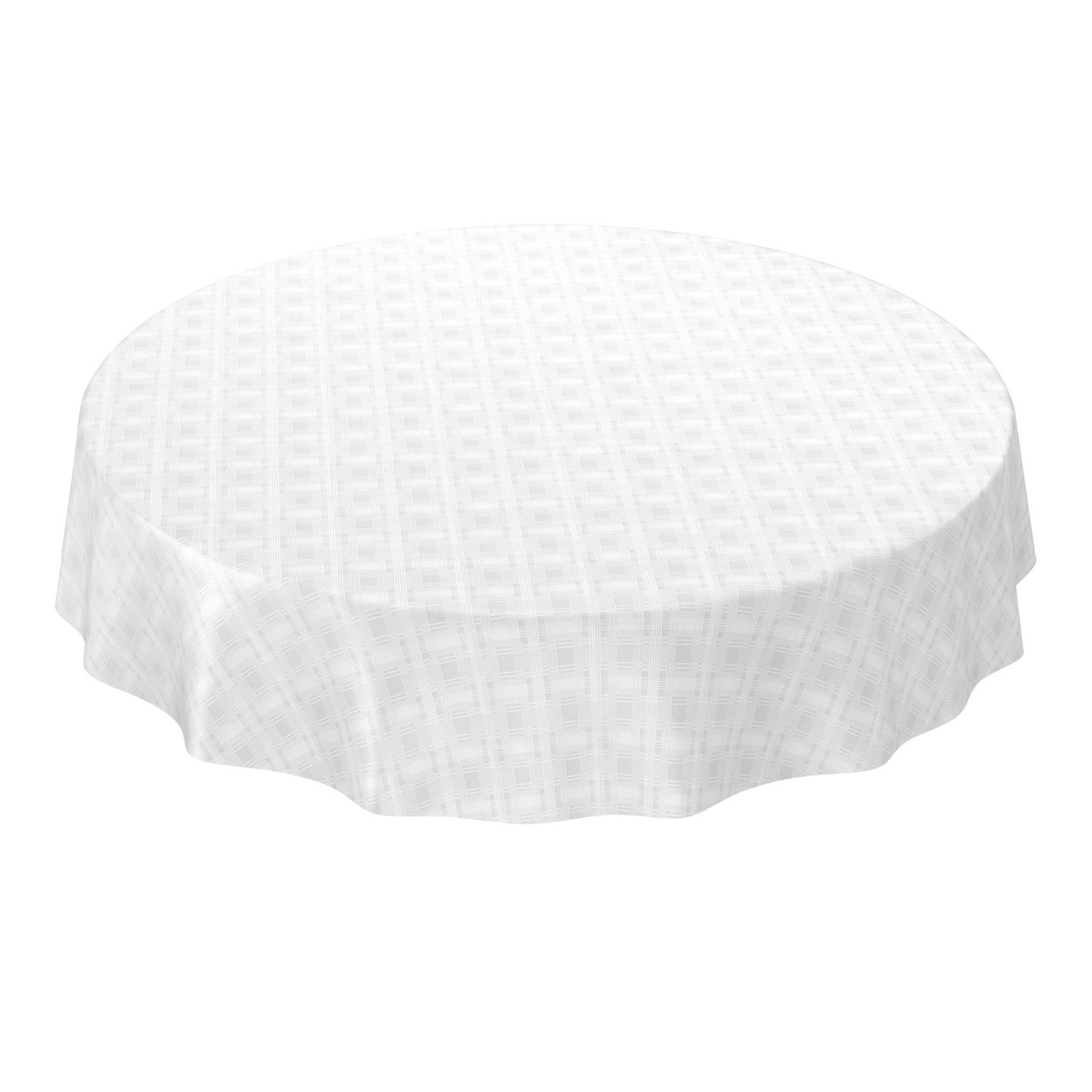 ANRO Tischdecke Karo Weiß Ø 100 cm rund Schnittkante Wachstuch abwaschbar